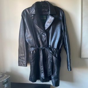 vintage danier leather black trench
